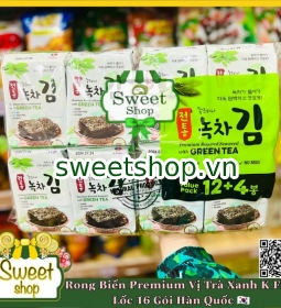 Rong biển Premium vị Trà xanh/ Nguyên bản lốc 16 gói - Hàn Quốc 